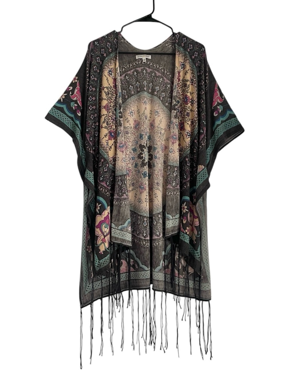 Woven Heart Open-Front Kimono